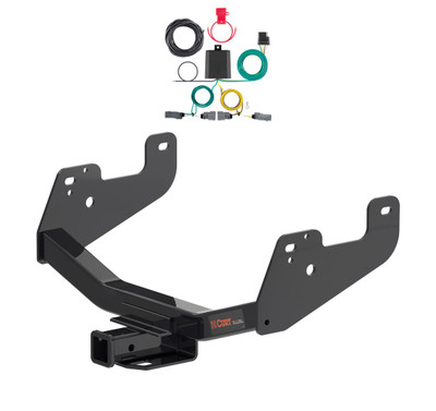 2015 - 2026 Ford F-150 w/o LED Tailights + With factory receiver Curt 2", Class 4 Trailer Tow Hitch + 4-way Wiring Kit 14021