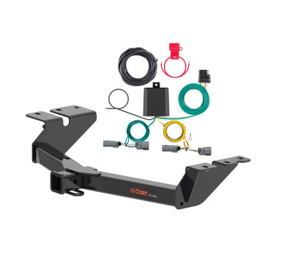 22 - 24 Ford Maverick Excluding factory receiver Curt 2", Class 3 Trailer Tow Hitch + 4-flat Wiring Kit 13504