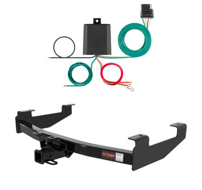 2001 - 2010 GMC Sierra 2500 HD 6' bed, excluding factory receiver, Tommy Gate lift or cab & chassis Curt 2", Class 3 Trailer Tow Hitch + 4-flat Wiring Kit 13210