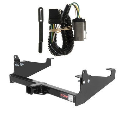 2002 - 2004 Ford F-350 Super Duty Cab & chassis with 34" frame width (O.D.) Curt 2", Class 4 Trailer Tow Hitch + 4-flat Wiring Kit 14048