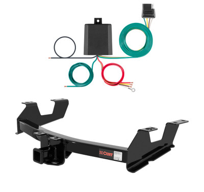 2011 - 2014 GMC Sierra 3500 HD 6' bed, excluding factory receiver, Tommy Gate lift or cab & chassis Curt 2", Class 3 Trailer Tow Hitch + 4-flat Wiring Kit 13062