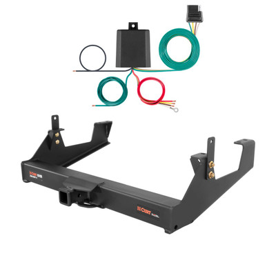 2011 - 2019 GMC Sierra 2500 HD 8' bed, excluding factory receiver, Tommy Gate lift or cab & chassis Curt 2", Class 5 Trailer Tow Hitch + 4-flat Wiring Kit 15460