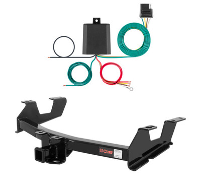 2011 - 2014 GMC Sierra 2500 HD 6' bed, excluding factory receiver, Tommy Gate lift or cab & chassis Curt 2", Class 4 Trailer Tow Hitch + 4-flat Wiring Kit 14062