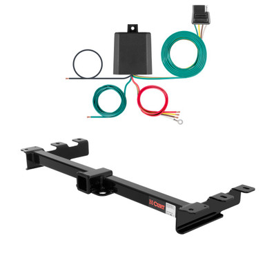 1999 - 2006 GMC Sierra 1500 With roll pan bumper Curt 2", Class 3 Trailer Tow Hitch + 4-flat Wiring Kit 13932