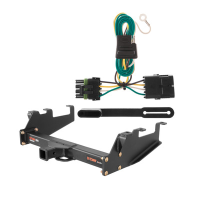 1988 - 1999 GMC K1500 Excluding dual exhaust or 10" step bumper or Curt 2", Class 5 Trailer Tow Hitch + 4-flat Wiring Kit 15325
