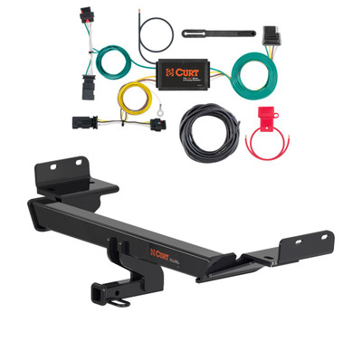 2017 Jeep Compass Built in Mexico Curt 1-1/4", Class 2 Trailer Tow Hitch + 4-flat Wiring Kit 12174