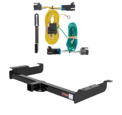 2003 - 2026 Chevrolet Express 3500 Excluding cutaway models Curt 2", Class 3 Trailer Tow Hitch + 4-flat Wiring Kit 13040