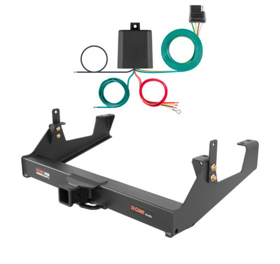 2011 - 2019 Chevrolet Silverado 2500 HD 6' bed, excluding factory receiver, Tommy Gate lift or cab & chassis Curt 2-1/2", Class 5 Trailer Tow Hitch + 4-flat Wiring Kit 15860