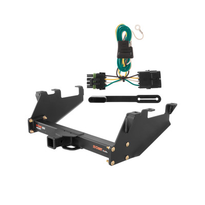 1988 - 2000 Chevrolet K2500 With 10" step bumper Curt 2", Class 5 Trailer Tow Hitch + 4-flat Wiring Kit 15317