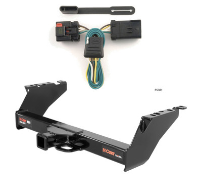 2000 - 2002 Dodge Ram 2500 Excluding roll pan bumper Curt 2", Class 5 Trailer Tow Hitch + 4-flat Wiring Kit 15300