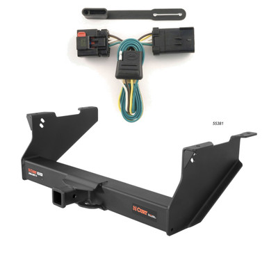 2003 - 2010 Dodge Ram 2500 With or without factory receiver Curt 2", Class 5 Trailer Tow Hitch + 4-flat Wiring Kit 15409