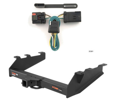 1994 - 2002 Dodge Ram 2500 8' bed, factory bumper Curt 2", Class 5 Trailer Tow Hitch + 4-flat Wiring Kit 15319