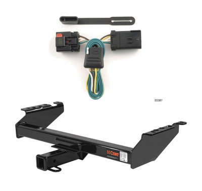 2000 - 2002 Dodge Ram 2500 Excluding roll pan bumper Curt 2", Class 4 Trailer Tow Hitch + 4-flat Wiring Kit 14001