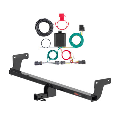 2020 - 2025 Kia Soul Excluding center exhaust Curt 1-1/4", Class 1 Trailer Tow Hitch + 4-flat Wiring Kit 11575