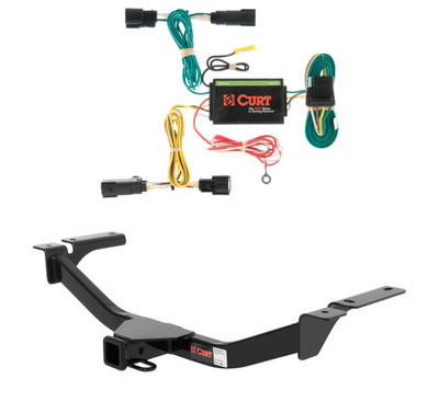 2011 - 2015 Lincoln MKX Fits beneath factory 1-1/4" receiver Curt 2", Class 3 Trailer Tow Hitch + 4-flat Wiring Kit 13067