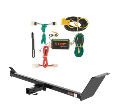 2011 - 2014 Mitsubishi Lancer Hatchback, excluding fore to aft mufflers Curt 1-1/4", Class 1 Trailer Tow Hitch + 4-flat Wiring Kit 11479