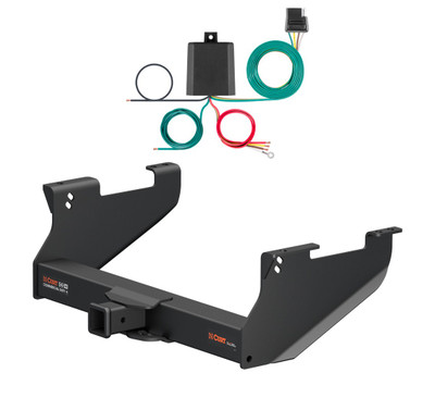 2014 - 2017 RAM 3500 6' bed, with or without factory receiver Curt 2-1/2", Class 5 Trailer Tow Hitch + 4-flat Wiring Kit 15803