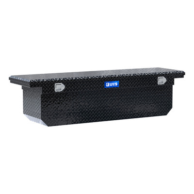 UWS Gloss Black Aluminum 72" Deep Angled Crossover Truck Tool Box with Low Profile TBSD-72-A-LP-B