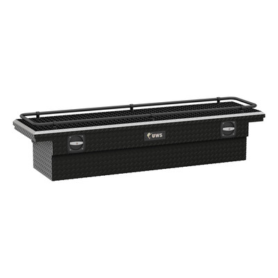 UWS Gloss Black Aluminum 72" Secure Lock Crossover Truck Tool Box, Low Profile, Rail SL-72-LP-BLK-R