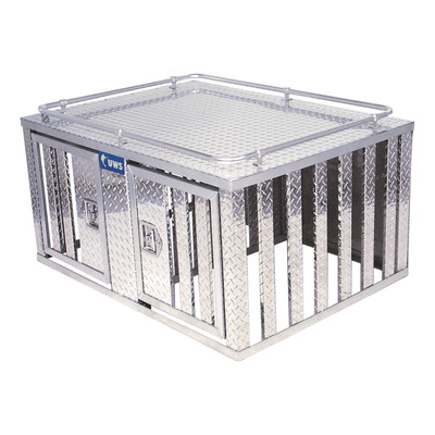 UWS Bright Aluminum 48" x 48" Double-Door Dog Box with Divider DB-4848