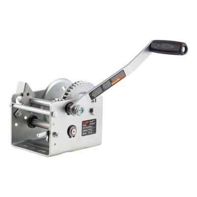 CURT Hand-Crank 2-Speed Winch, 2,000 lbs, 10.25:1 Low Gear Ratio, 10.6" Handle