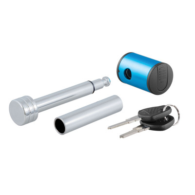 CURT 1/2" Hitch Lock with 5/8" Adapter (1-1/4" or 2" Receiver, Right-Angle, Chrome) Trailer Hitch Lock