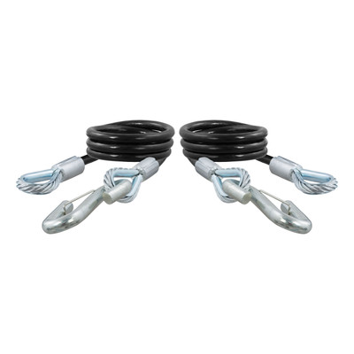 CURT 44" Safety Cables with 2 Snap Hooks (7,500 lbs, Vinyl-Coated, 2-Pack) Trailer Hitch