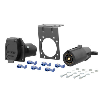 CURT 7-Way RV Blade Connector Plug & Socket with Hardware (Packaged) Trailer Connector Kit