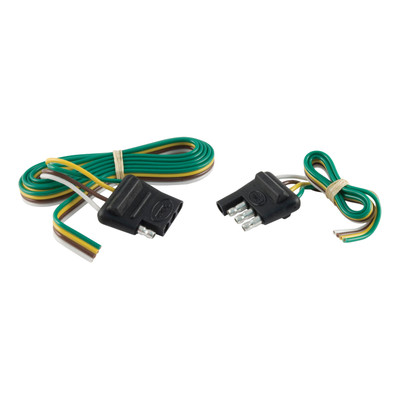 CURT 4-Way Flat Connector Plug & Socket with 12" & 48" Wires (Packaged) Trailer Connector Kit
