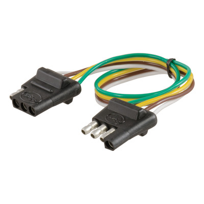 CURT 4-Way Flat Connector Plug & Socket with 12" Wires Trailer Connector Kit