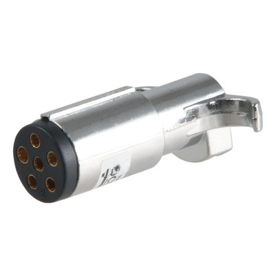 CURT 6-Way Round Connector Plug (Trailer Side, Chrome Plastic) Trailer Connector Kit