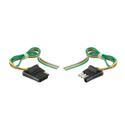 CURT 4-Way Flat Connector Plug & Socket with 12" Wires Each (Packaged) Trailer Connector Kit