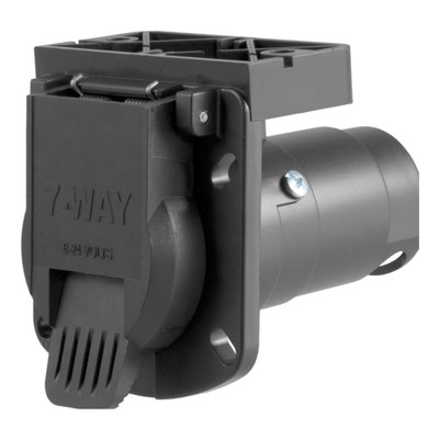 CURT 7-Way RV Blade Connector Socket with Integrated Bracket (Vehicle Side, Packaged) Trailer Connector Kit