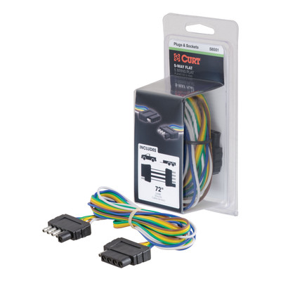 CURT 5-Way Flat Connector Plug & Socket with 72" Wires (Packaged) Trailer Connector Kit