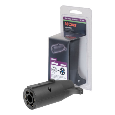 CURT Adapter (7-Way RV Blade to 6-Way Round Trailer, Center Pin Auxiliary, Packaged) Trailer Wiring Adapter Connector