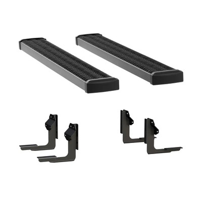 LUVERNE Grip Step 7" x 60" Black Aluminum Running Boards, XD Brackets, Select Ford Reg 415060-401730