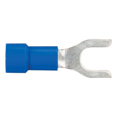 CURT 59621 16-14 Gauge Blue Vinyl-Insulated Spade Terminal Connectors, #10 Stud, 100-Pack