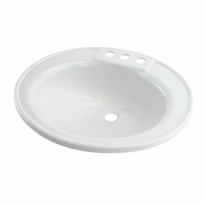 Single Oval Lavatory Sink; 17" x 20" x 7" (White)