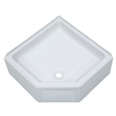 Lippert Corner RV Shower Pan with Center Drain - 27" x 27" White #325246