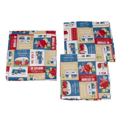 Lippert Vinyl Tablecloth with Bench Covers - Camping Patchwork #2022107835