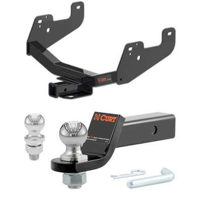 2015-2025 Ford F-150 With Factory Receiver CURT Class 4 Trailer Hitch, 2" Receiver + 2" Ball + 1-7/8" Ball Kit