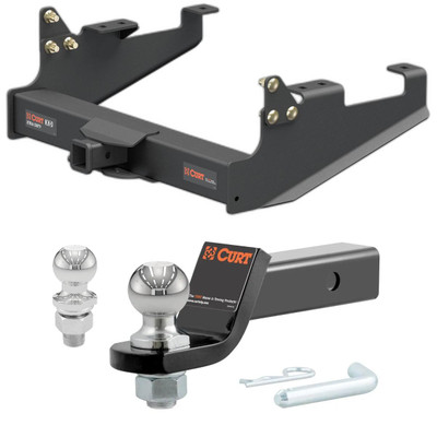 2020-2025 Ford F-350 Super Duty Cab & Chassis with 34 In. Frame Xtra Duty CURT Class 5 Trailer Hitch, 2" Receiver + 2" Ball + 1-7/8" Ball Kit