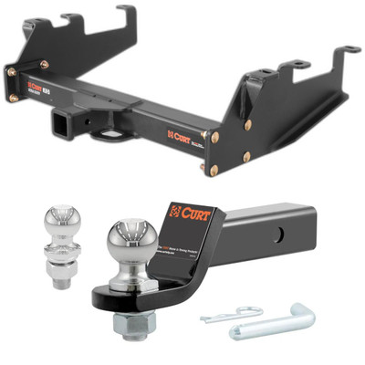 1988-1999 GMC K1500 Excluding dual exhaust or 10 in. step bumper Xtra Duty CURT Class 5 Hitch, 2" Receiver + 2" Ball + 1-7/8" Ball Kit