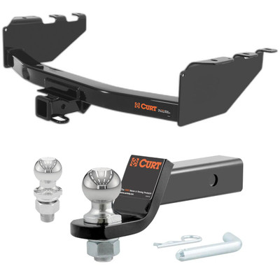 2007-2018 GMC Sierra 1500 Excluding roll pan bumper, Tommy Gate lift or 10 in. drop bumper CURT Class 3 Hitch, 2" Receiver + 2" Ball + 1-7/8" Ball Kit