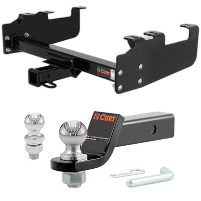 1988-2000 Chevrolet K2500 With 10" Step Bumper CURT Class 3 Hitch, 2" Receiver + 2" Ball + 1-7/8" Ball Kit