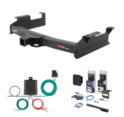 2001 - 2010 Chevrolet Silverado 2500 HD 8' bed, factory replacement hitch Curt 2" Class 5 Trailer Tow Hitch + 5-Flat Wiring Kit Tow Boat/Utility Trailer with Surge Brakes 15312