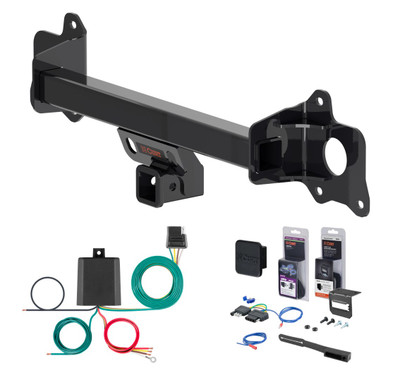 2023 Tesla Y Curt 2" Class 3 Trailer Tow Hitch + 5-Flat Wiring Kit Tow Boat/Utility Trailer with Surge Brakes 13598