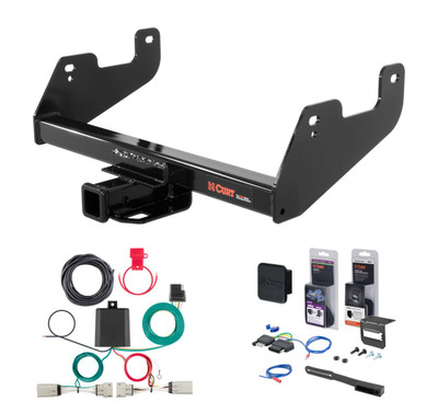 2021 - 2023 Ford F-150 w/ Backup Sensors & Excluding factory receiver or Police Responder Curt 2" Class 4 Trailer Tow Hitch + 4-way Wiring Kit Tow Boat/Utility Trailer with Surge Brakes 14017