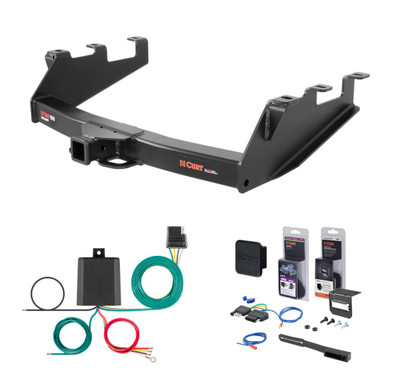 1999 - 2004 GMC Sierra 2500 Excluding Tommy Gate lift, 10" drop bumper or cab & chassis Curt 2" Class 5 Trailer Tow Hitch + 5-Flat Wiring Kit Tow Boat/Utility Trailer with Surge Brakes 15323