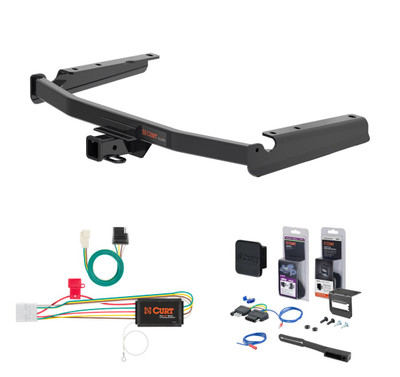 2014 - 2019 Toyota Highlander Curt 2" Class 3 Trailer Tow Hitch + 5-Flat Wiring Kit Tow Boat/Utility Trailer with Surge Brakes 13394